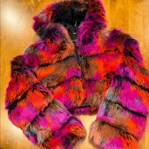 AKIRA Vibrant Faux Fur Hooded Jacket